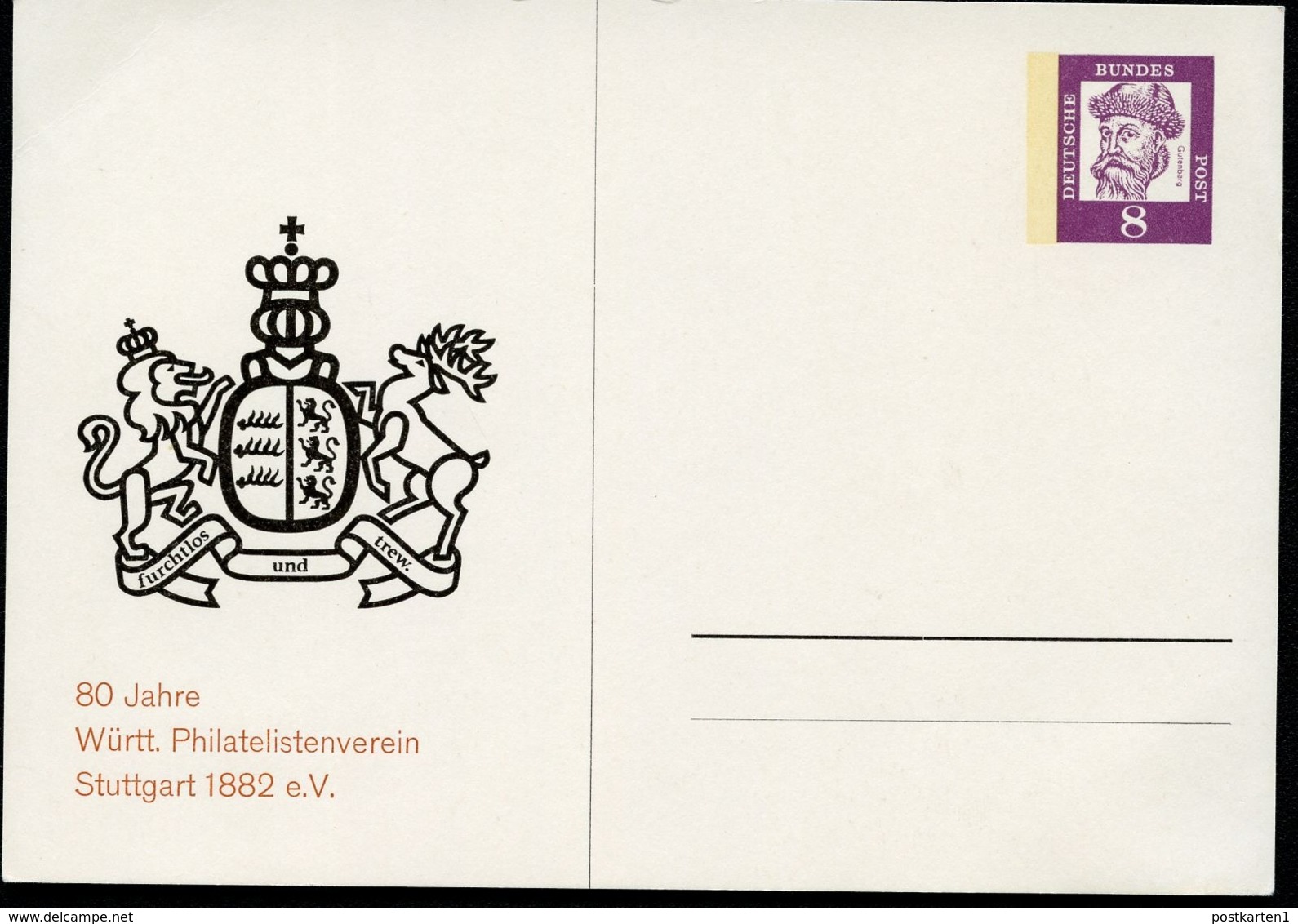 Bund PP27 B2/001 WAPPEN WÜRTTEMBERG 1962  NGK 10,00 € - Cartes Postales Privées - Neuves