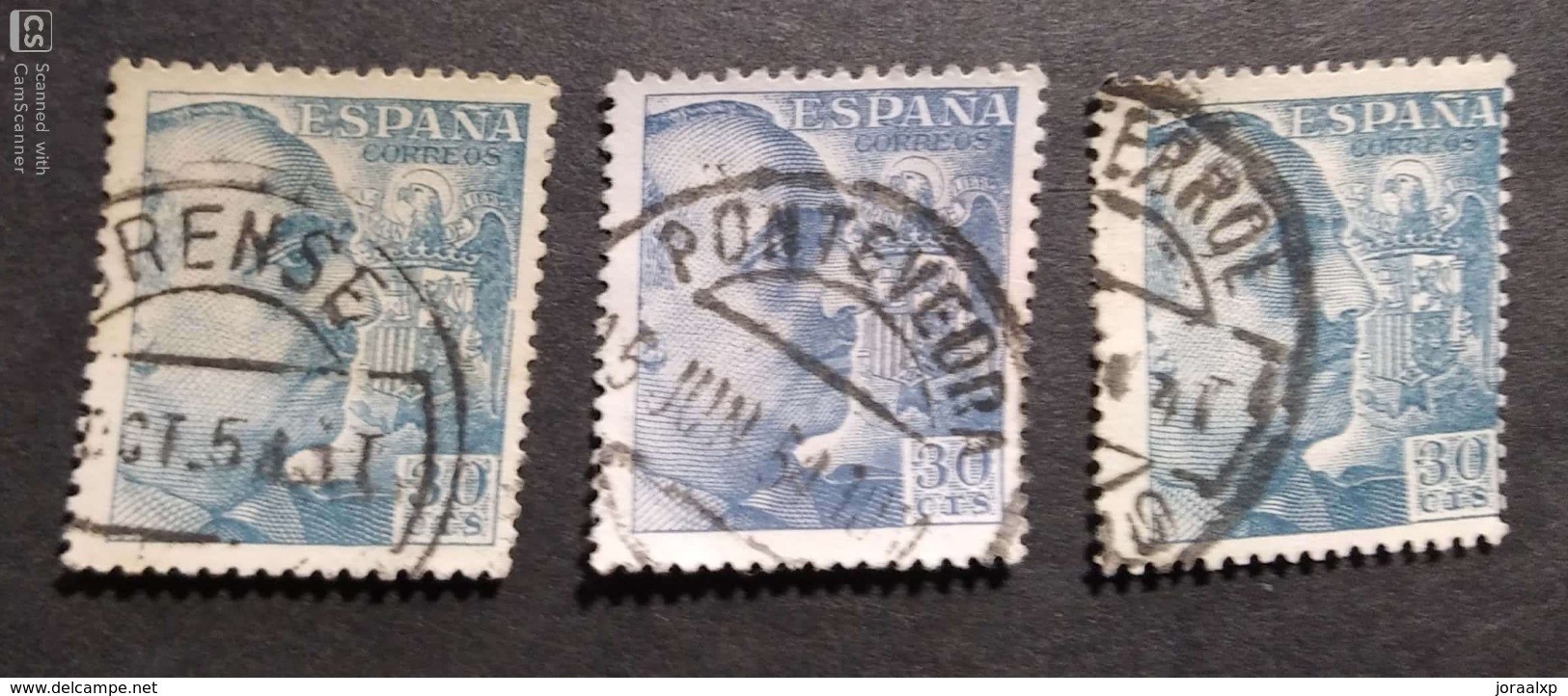 Edifil 1049.Franco 1949-53. Matasellos  Gallegos  Ferrol, Orense Y Pontevedra. - Usados