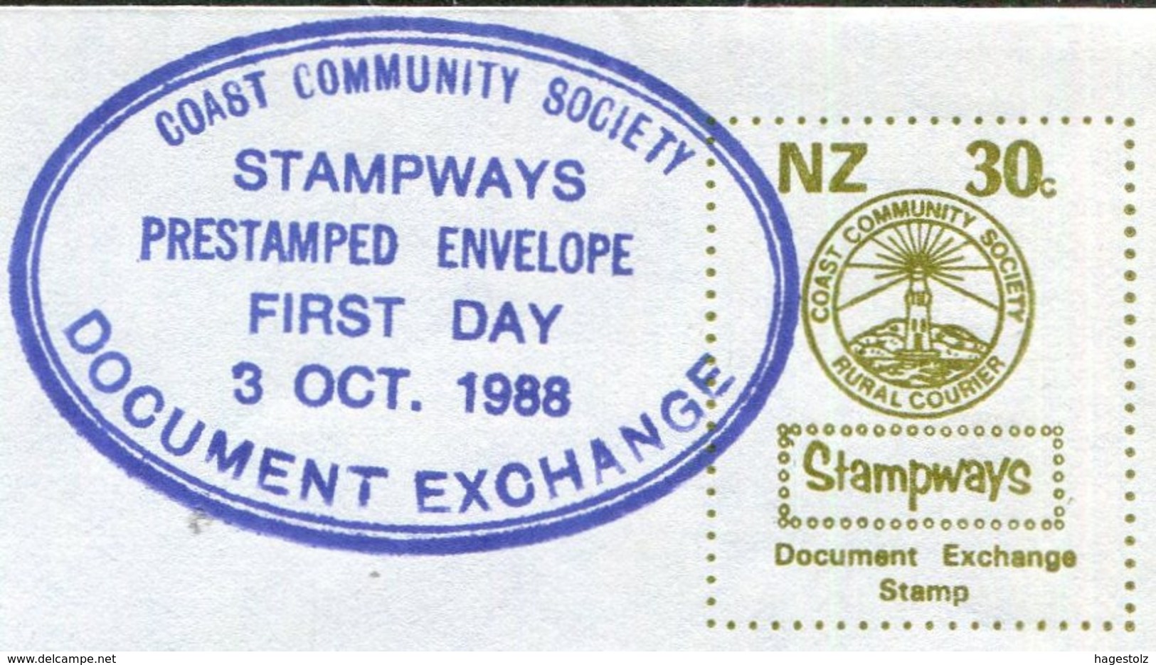 LIGHTHOUSE New Zealand 1988 FDC Private Local Post COAST COMMUNITY SOC. RURAL COURIER Document Exchange Leuchtturm Phare - Lighthouses