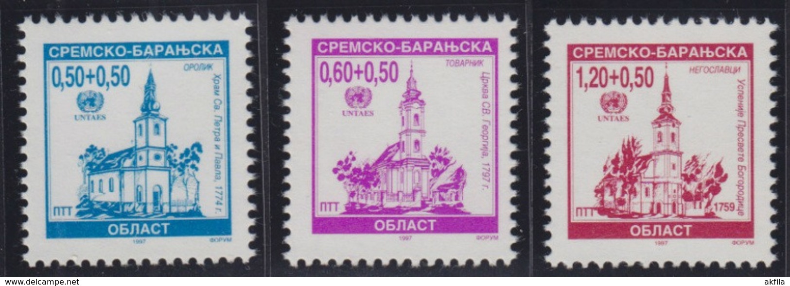 Croatia Republic Of Serbian Krajina 1997 Restoration Of The Orthodox Church Of Ilok, MNH (**) Michel 78-80 - Croatie