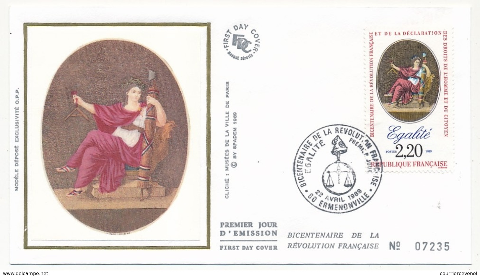 3 Enveloppes FDC - Bicentenaire Révolution - Liberté, Egalité, Fraternité - 1989 - 1980-1989