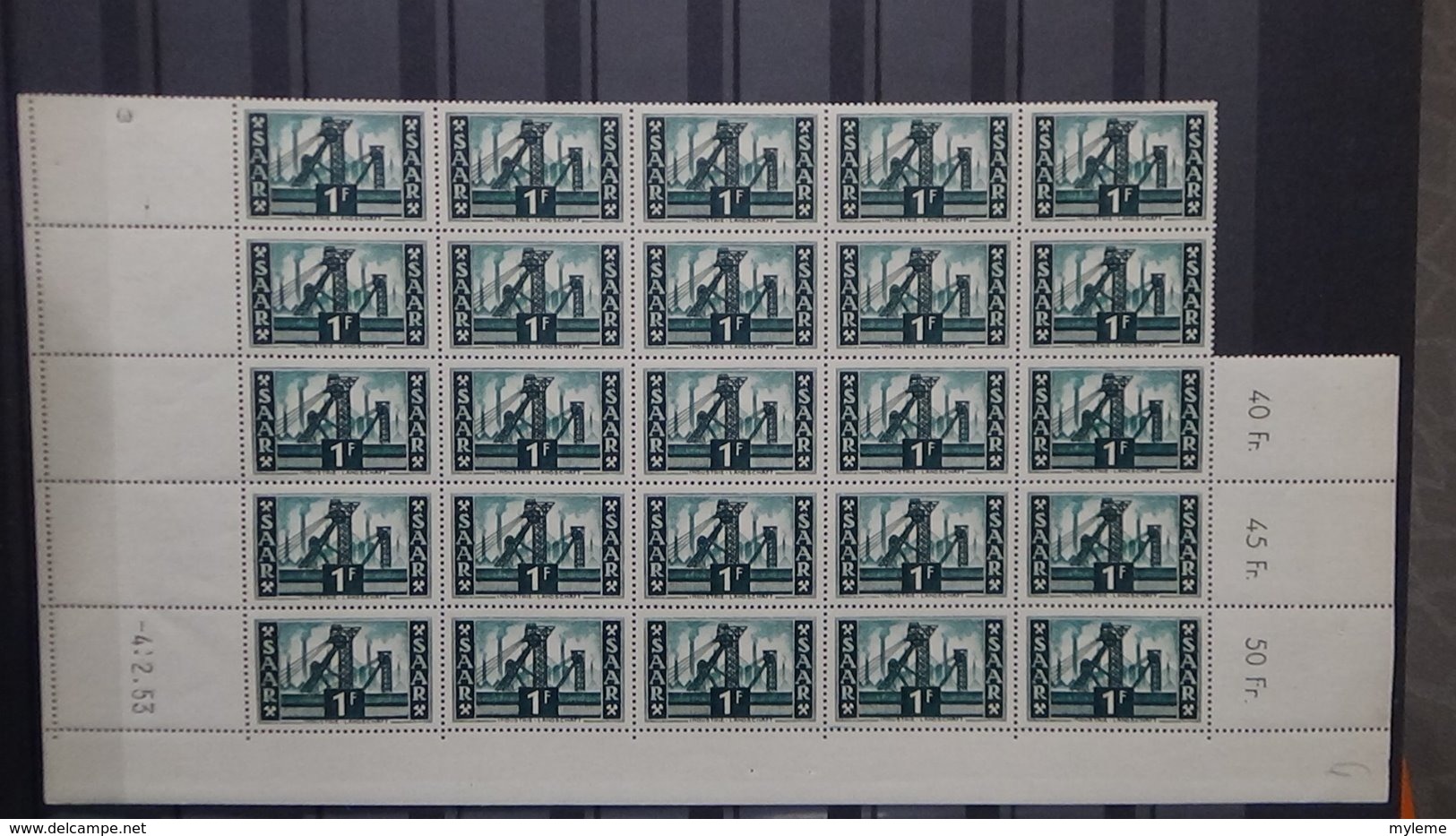 A135-6-1G  Belle 1/2 Feuille De 25 Timbres De La SAAR N° 306 ** Dont Coin Daté. De Plus En Plus RARE !!! - Nuevos