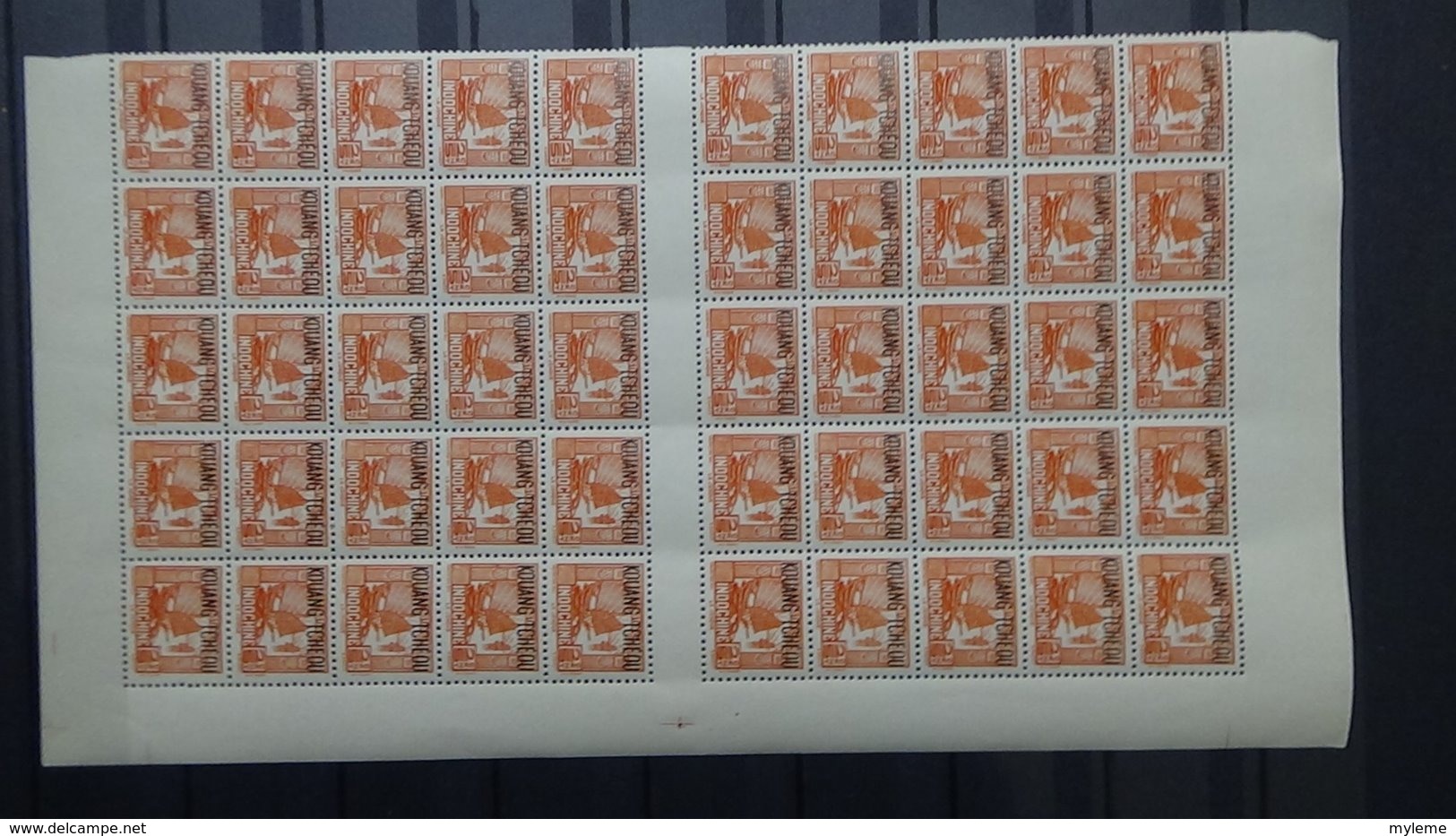 A135-10  Belle 1/2 Feuille De 50 Timbres De Kouang-Tchéou N° 99 ** . De Plus En Plus RARE !!! - Neufs