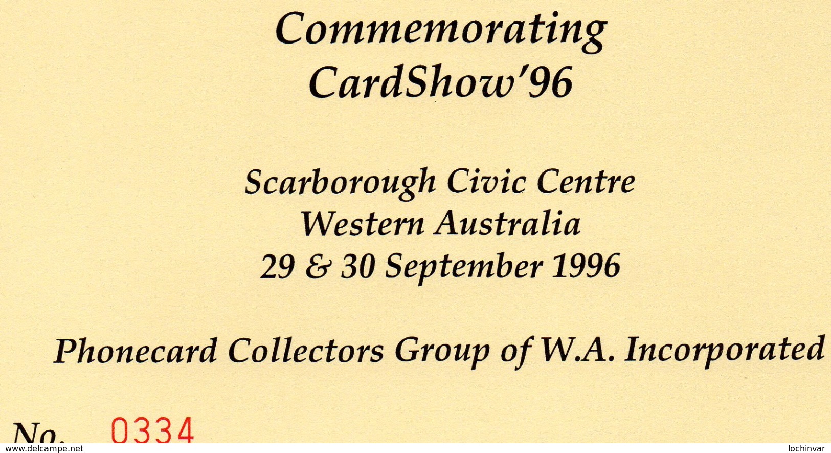 AUSTRALIA, 1996 WA CARDSHOW PHONECARD AND POSTCARD PACK - Australia