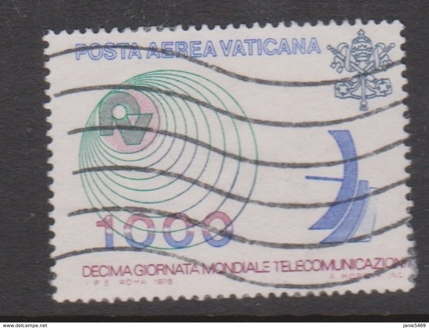 Vatican City AP 65 1978 Telecommunications World Day  .1000 Lire,used - Used Stamps