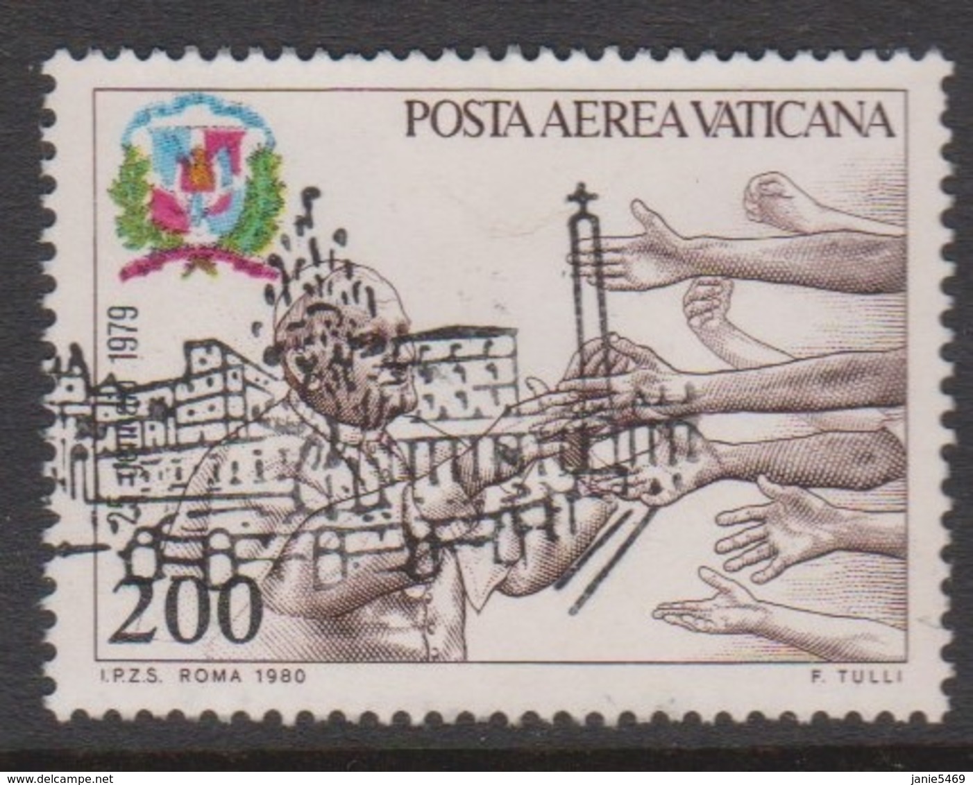 Vatican City AP 68 1980 Pope Travels .200 Lire,used - Used Stamps