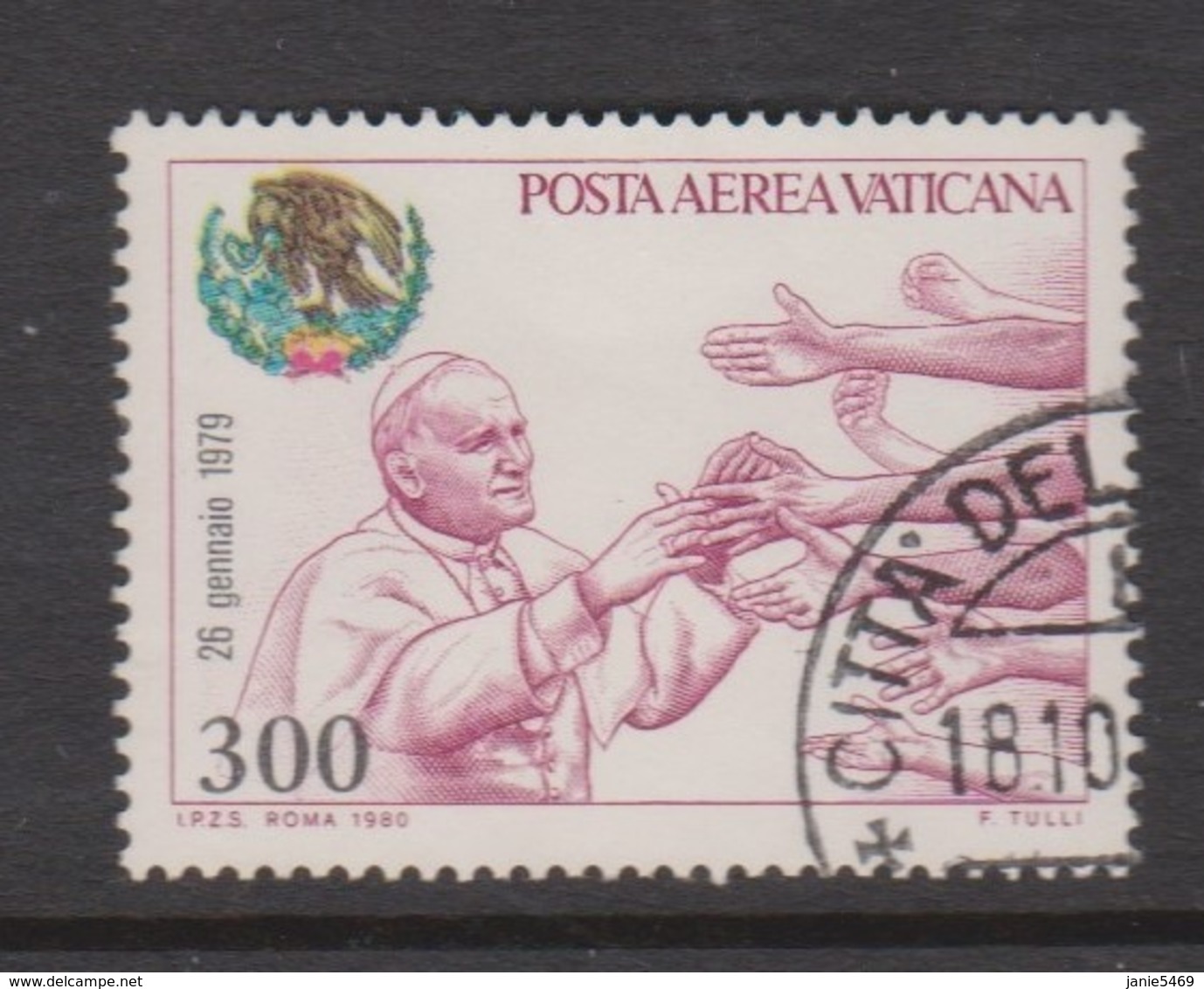 Vatican City AP 69 1980 Pope Travels .300 Lire,used - Used Stamps