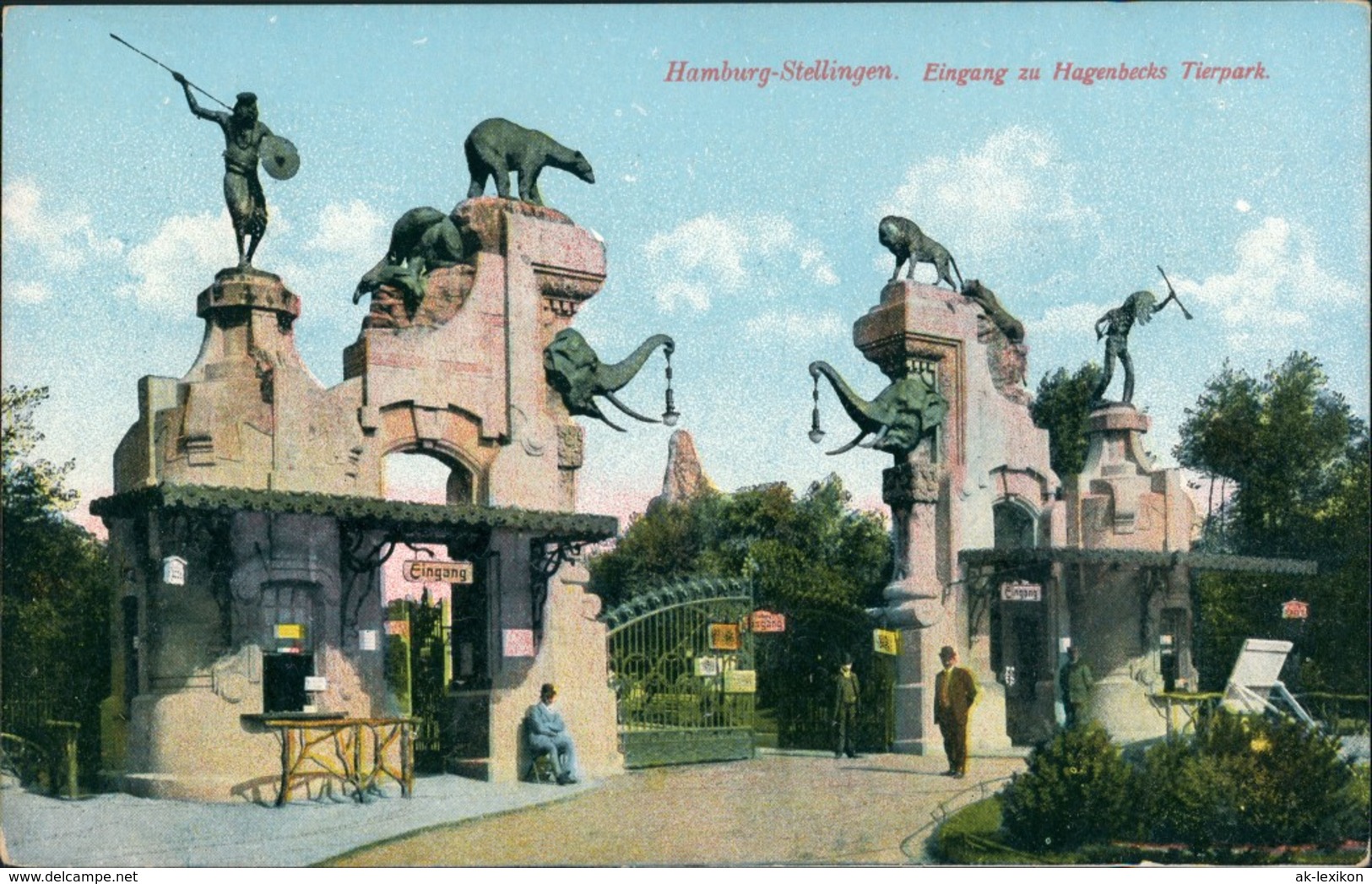 Ansichtskarte Stellingen-Hamburg Tierpark Hagenbeck - Eingang 1914 - Stellingen