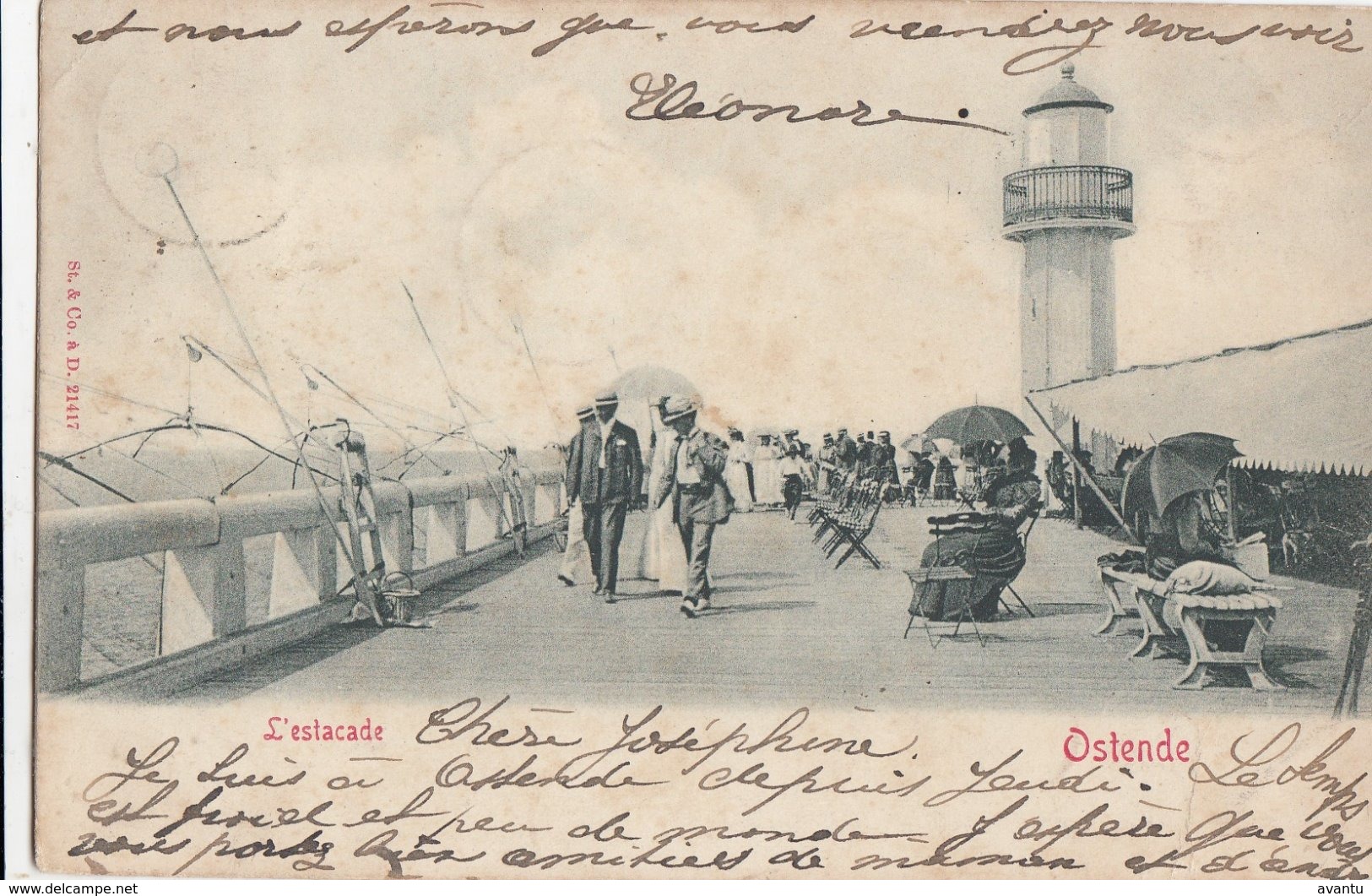 OOSTENDE / STAKETSEL MET VUURTOREN 1903 - Oostende