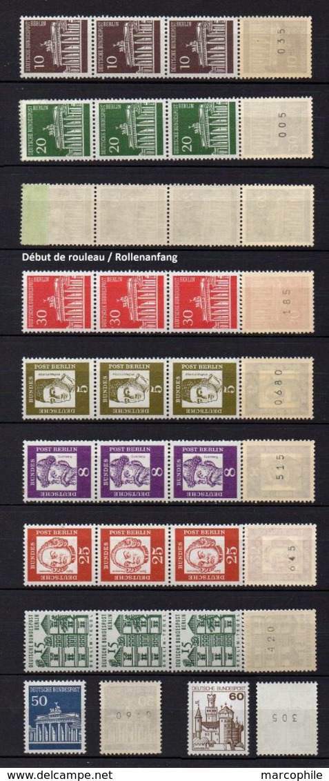 BERLIN ** / LOT DE ROULETTES - ROLLENMARKEN / MICHEL > 73.00 EURO (ref 3504) - Rollenmarken