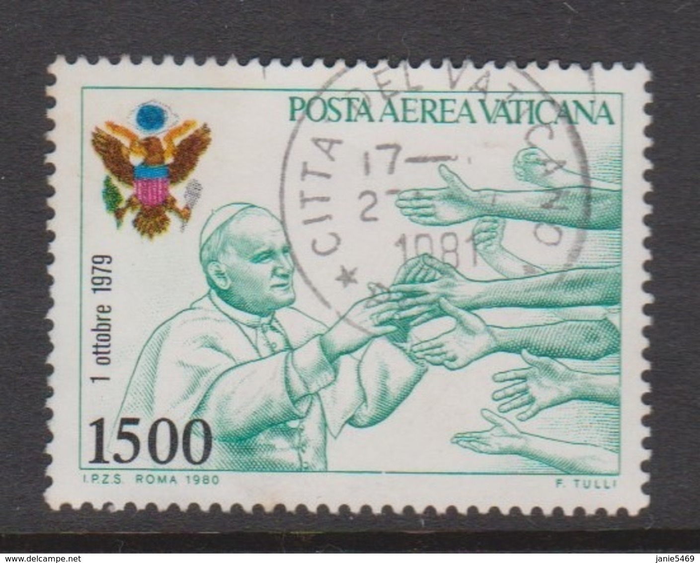 Vatican City AP 72 1980 Pope Travels .1500 Lire,used - Used Stamps