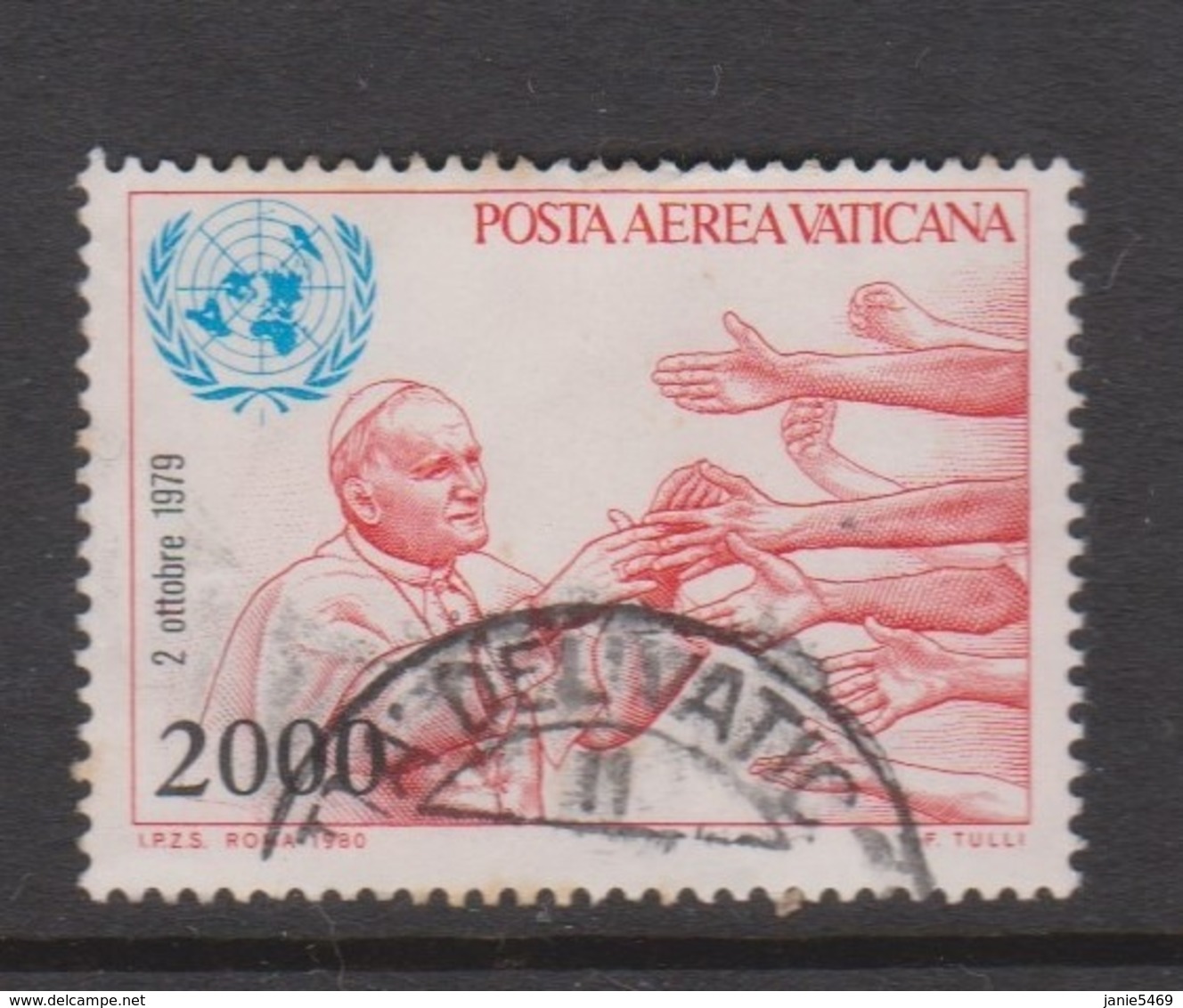 Vatican City AP 73 1980 Pope Travels .2000 Lire,used - Used Stamps