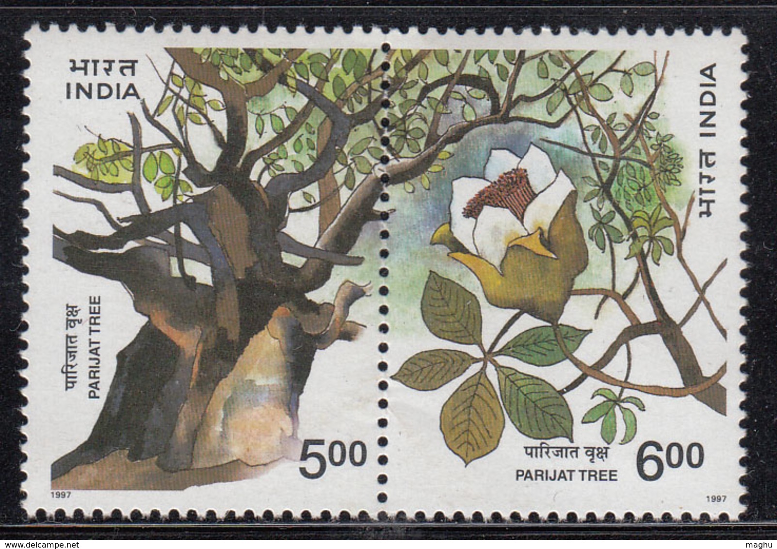 India MNH 1997, Parijat Tree, Se-tenent, - Ongebruikt