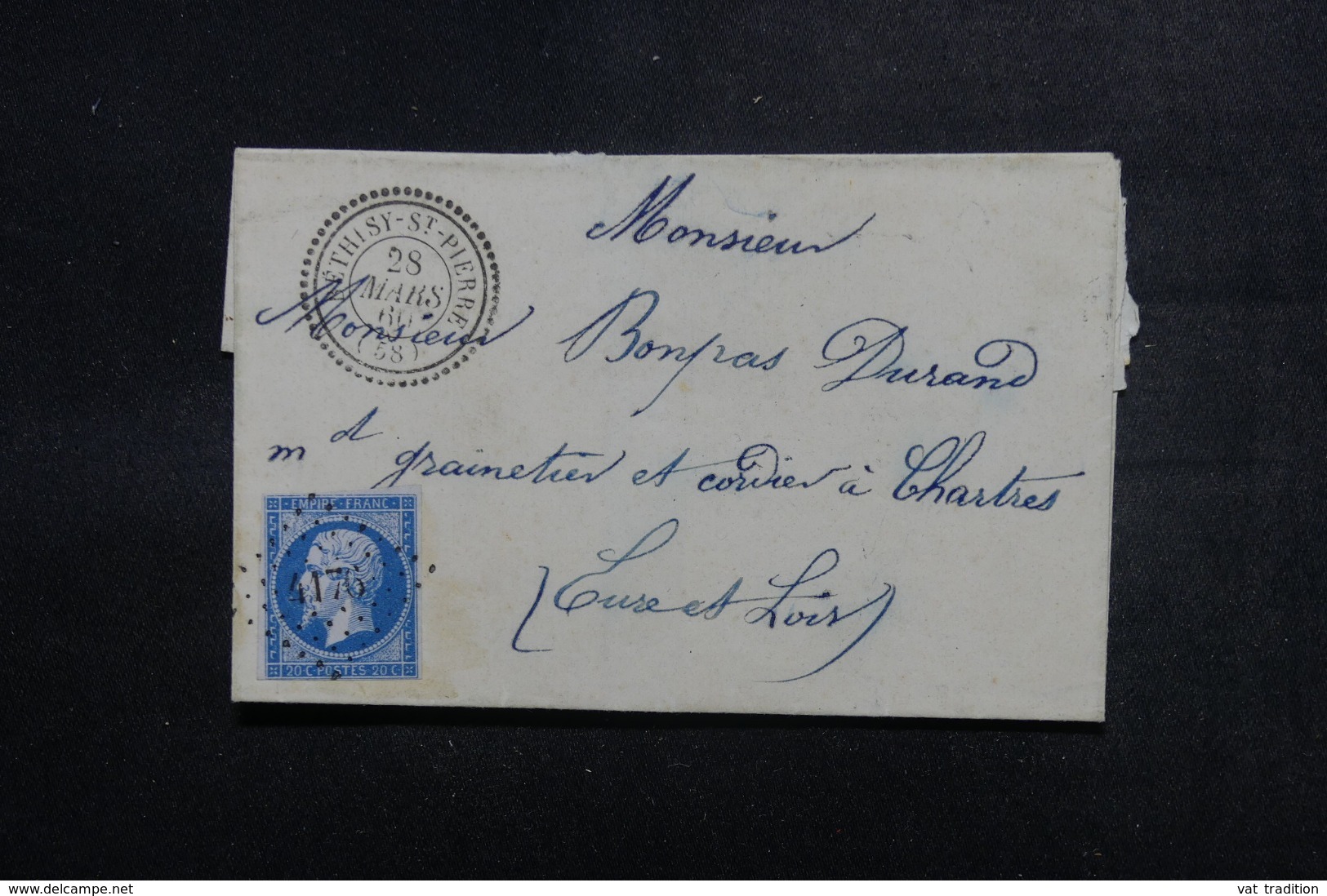 FRANCE - Lettre De Bethisy St Pierre Pour Chartres En 1860 , Affranchissement Napoléon PC 4176 - L 47852 - 1849-1876: Période Classique