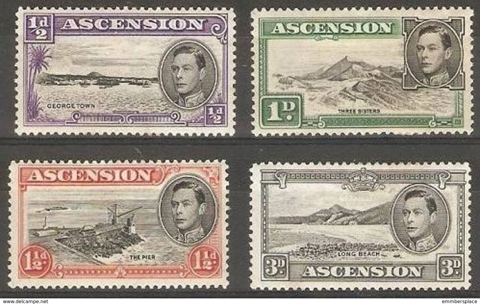 Ascension - 1938 Local Views MH *  Sc 40-2 & 44 - Ascension