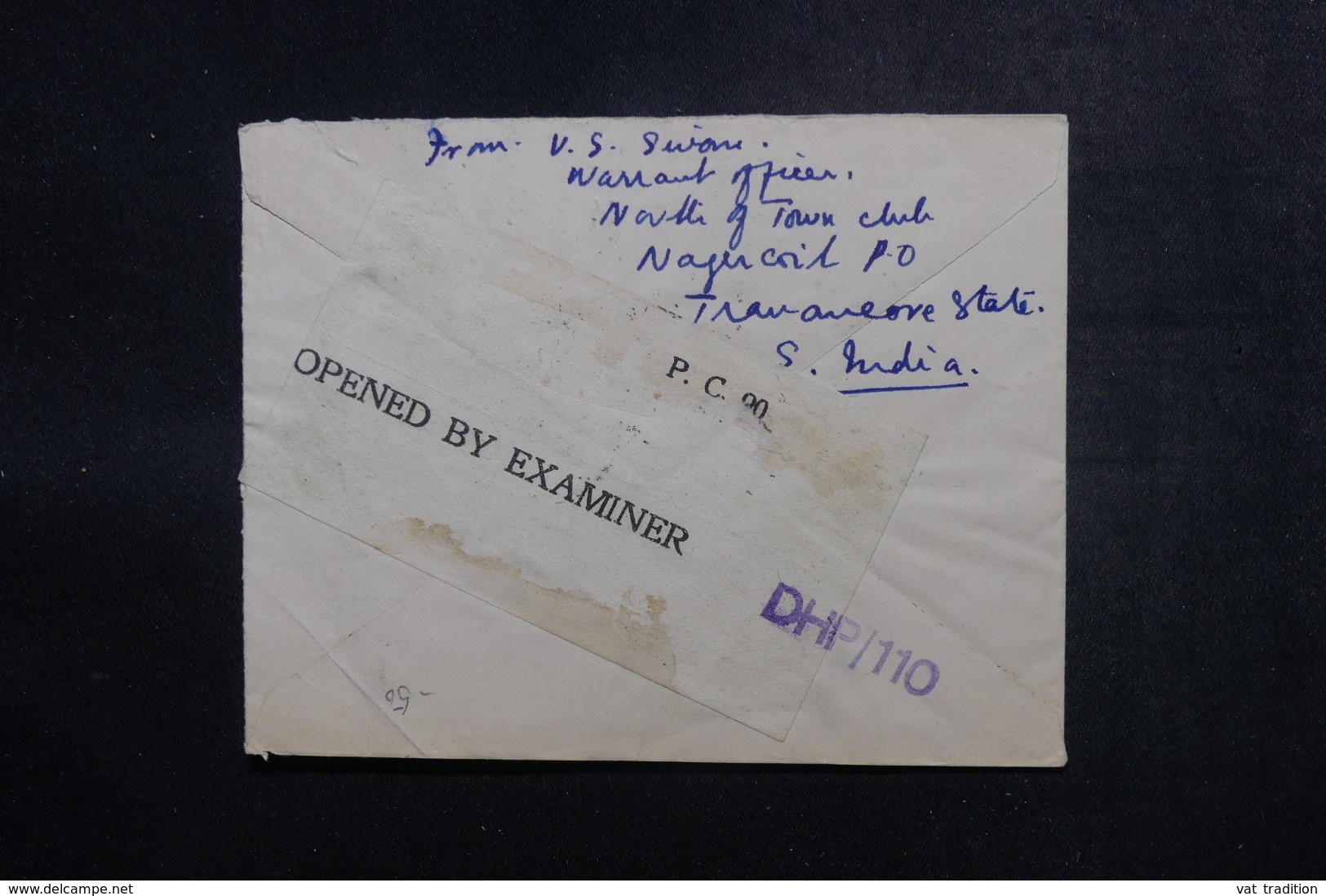 INDE - Enveloppe Du Travancore  Pour Genève En 1944 Avec Contrôle Postal, Affranchissement Plaisant - L 47860 - 1936-47 Roi Georges VI
