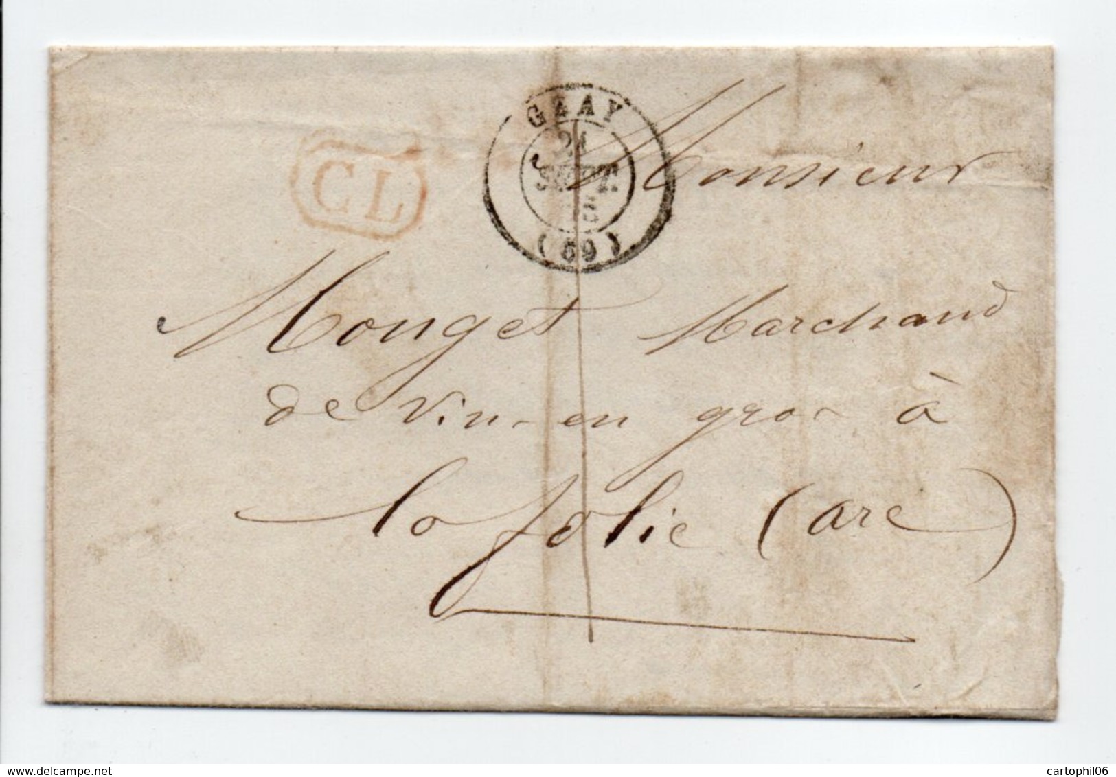 - Lettre GRAY Pour La Folie (Arc) (Haute-Saône) 21 SEPT 1855 - Taxe Manuscrite 1 Décime - Correspondance Locale - - 1849-1876: Période Classique