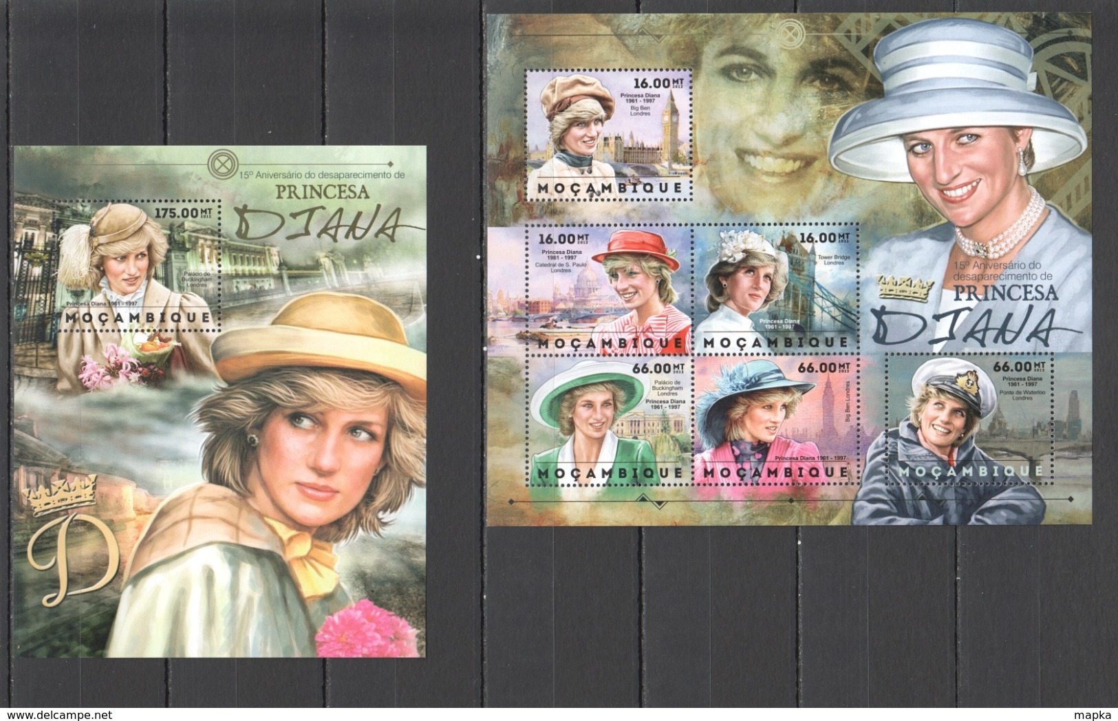 N738 2012 MOZAMBIQUE MOCAMBIQUE FAMOUS PEOPLE ROYALS PRINCESS DIANA 1SH+1BL MNH - Royalties, Royals