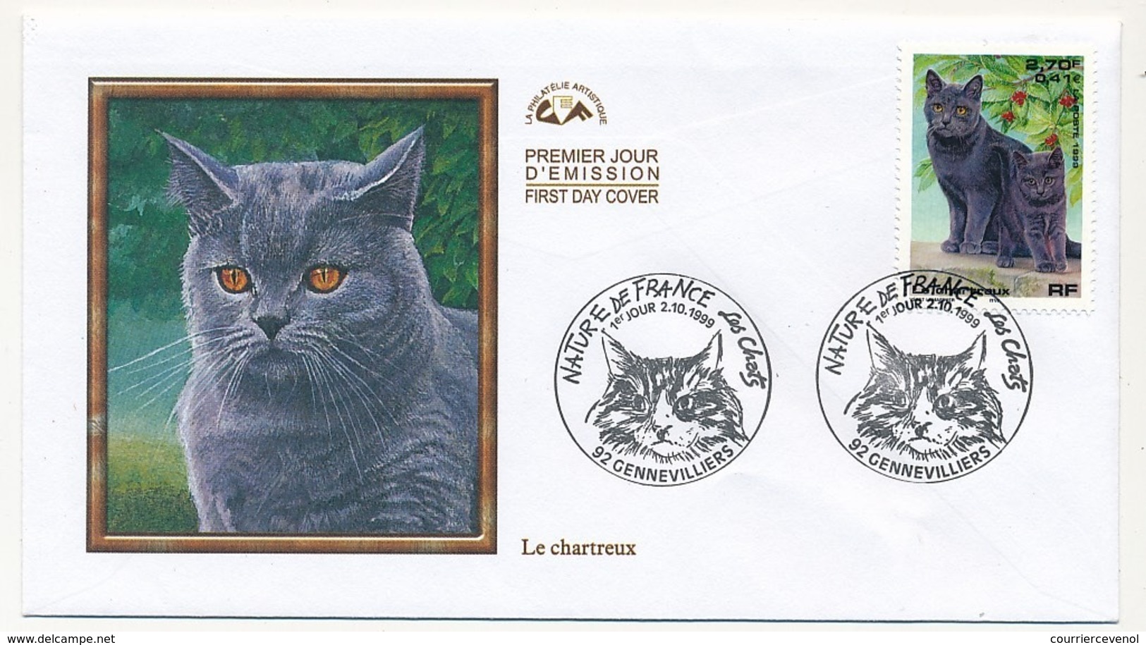 FRANCE - 4 Enveloppes FDC - Nature De France - Les Chats, Les Chiens - Gennevilliers 2 Octobre 1999 - 1990-1999