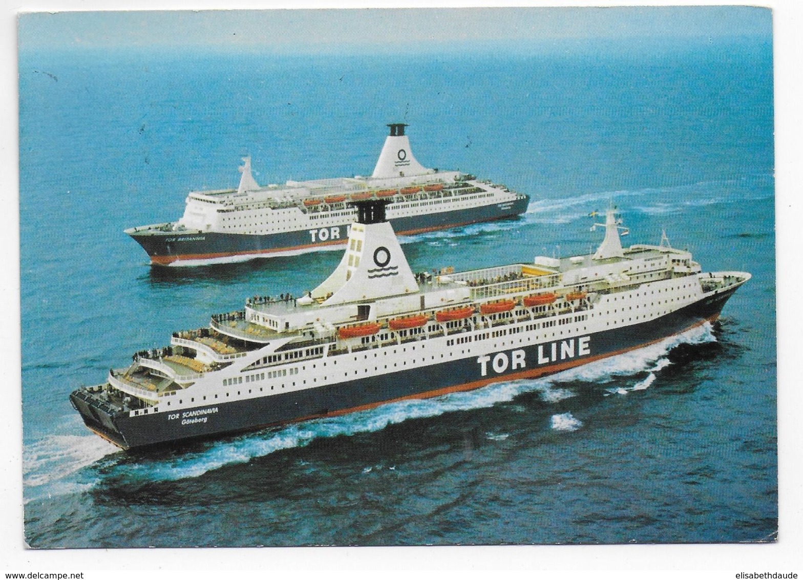 1980 - MARITIME / SCHIFFSPOST - SUEDE - CARTE Du PAQUEBOT TOR SCANDINAVIA Ave CACHET BLEU => SUISSE - Other & Unclassified