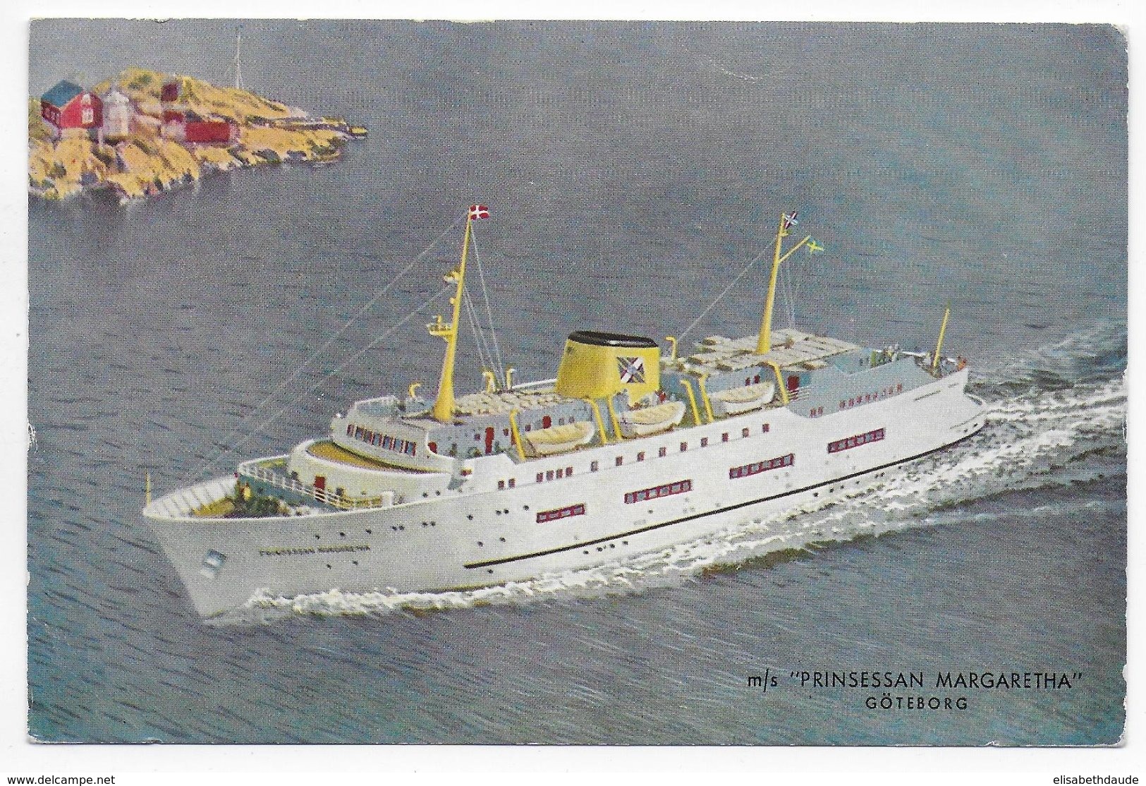 1956 - MARITIME / SCHIFFSPOST - SUEDE - CARTE Du PAQUEBOT PRINSESSAN MARGARETHA CACHET FREDERIKSHAVN-GÖTEBORG => SUISSE - Storia Postale