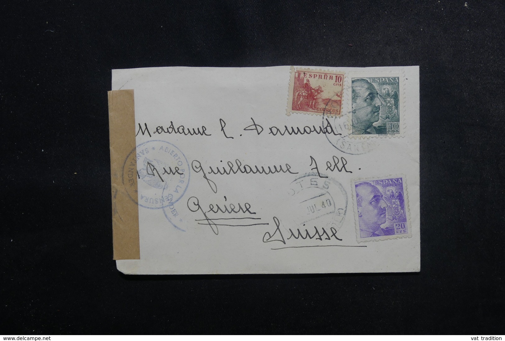 ESPAGNE - Cachets De Censures Sur Enveloppe De Potes Pour La Suisse En 1940 - L 47893 - Nationalists Censor Marks