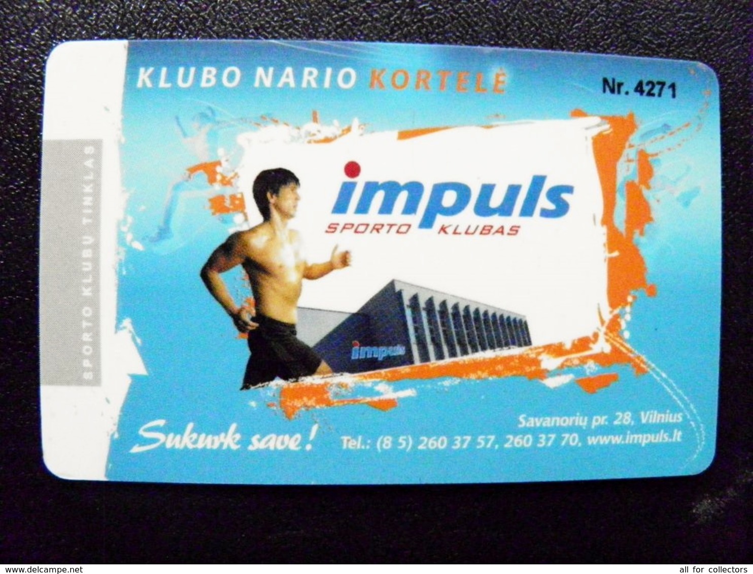 Plastic Card Lithuania Sport Club Impuls Member Carte Powerade - Sonstige & Ohne Zuordnung