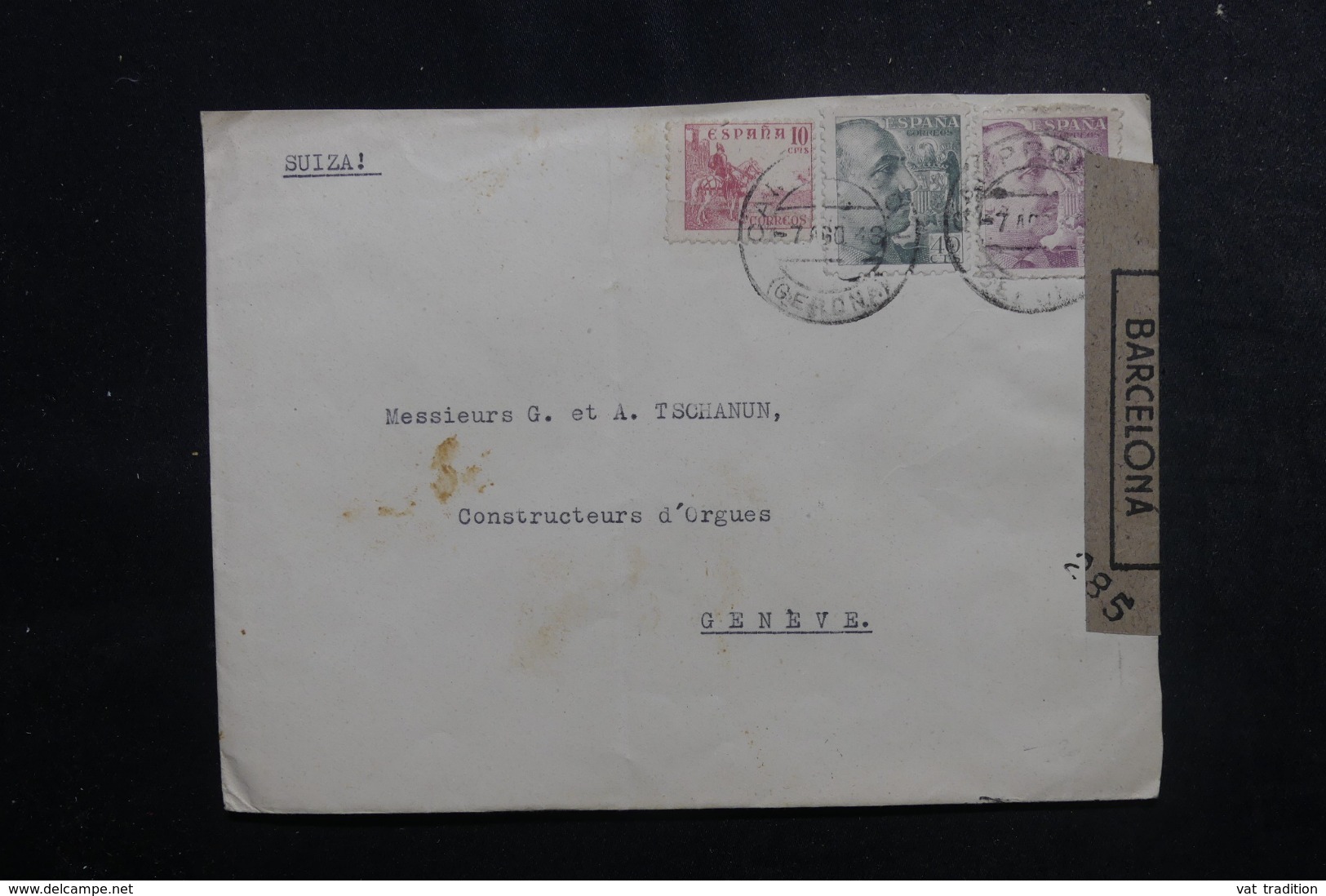 ESPAGNE - Enveloppe De Barcelone Pour La Suisse En 1943 Avec Contrôle Postal - L 47894 - Marcas De Censura Nacional