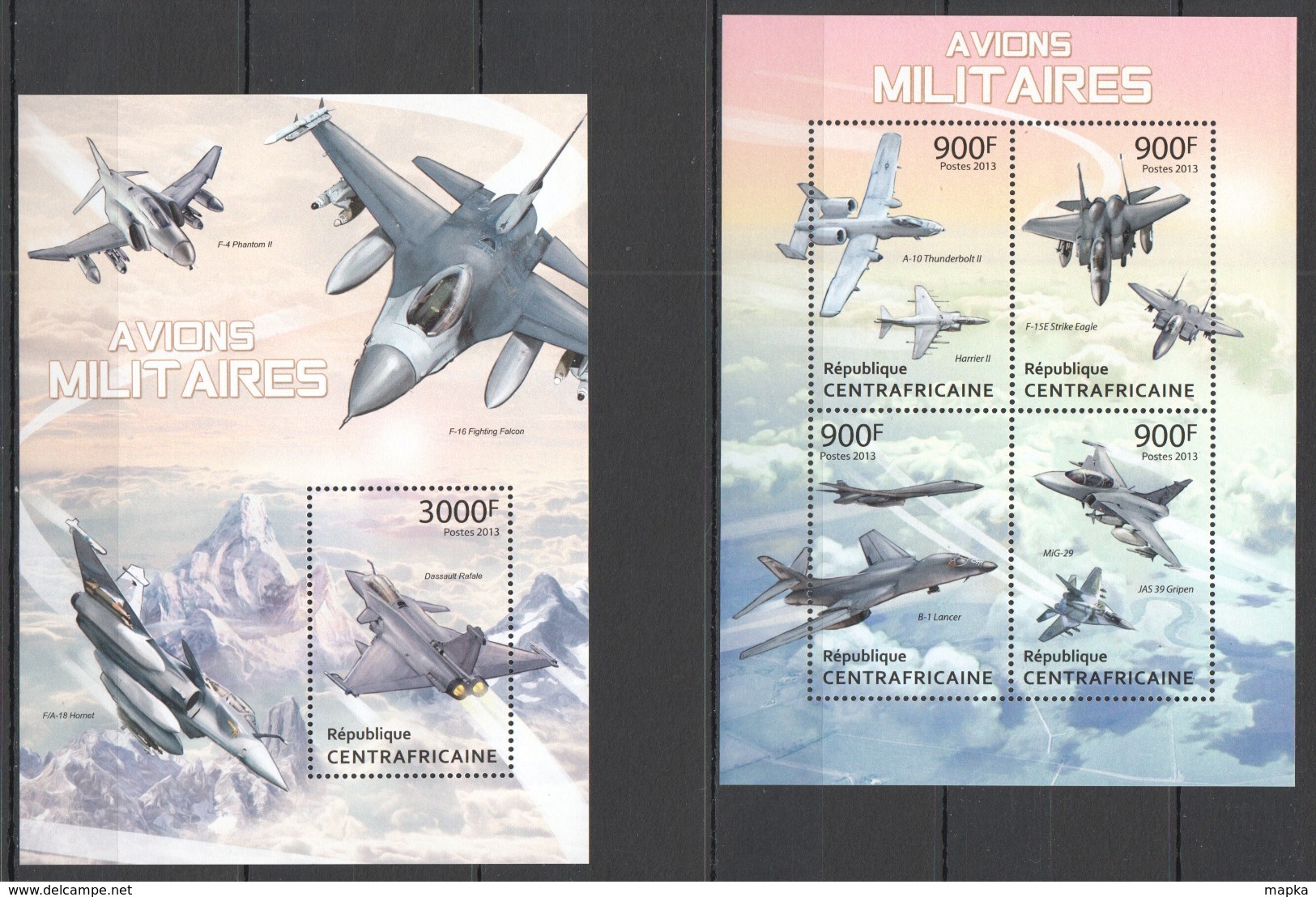 CA644 2013 CENTRAL AFRICA CENTRAFRICAINE MILITARY AVIATION AVIONS MILITAIRES KB+BL MNH - Flugzeuge