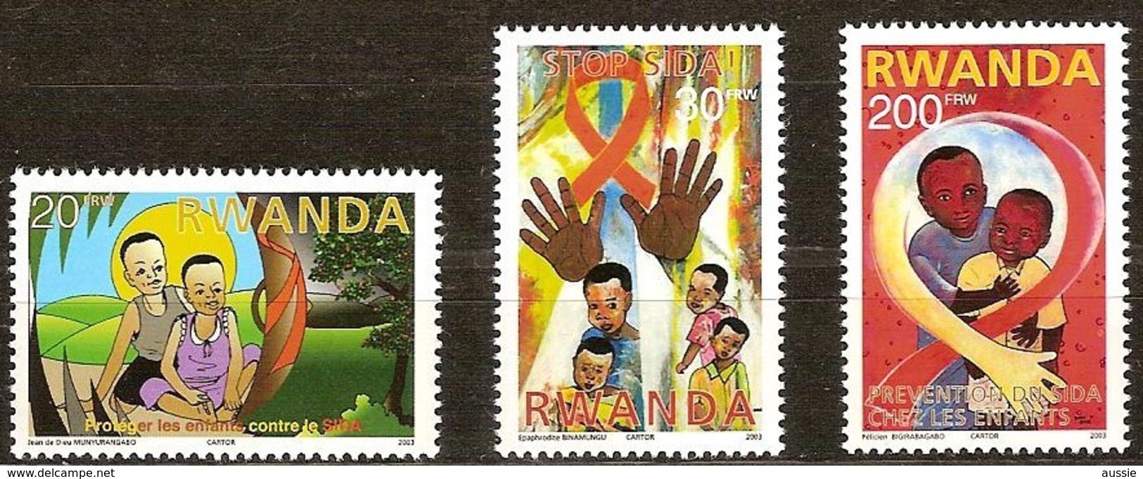 Rwanda Ruanda 2003 OBCn° 1415-1417 *** MNH  Cote Du Série Complète 1000 Euro AIDS SIDA  Une Valeur Manque! - Neufs