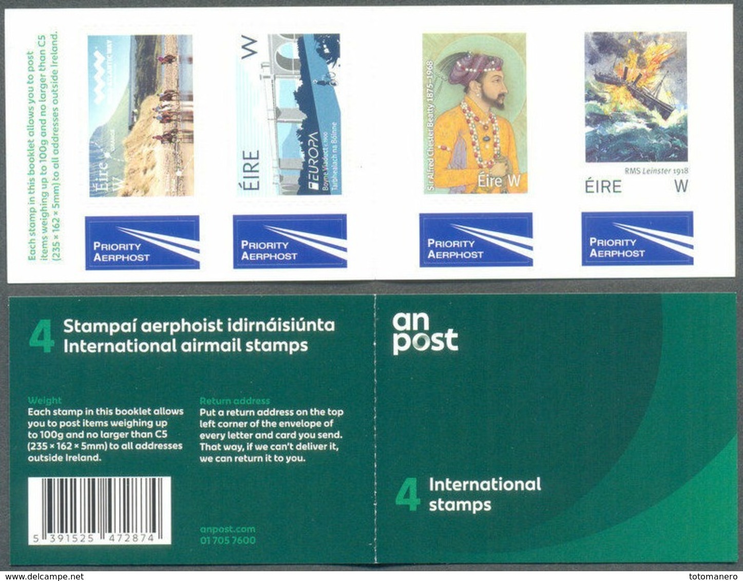 IRELAND/Irland/Eire EUROPA 2018 "ADHESIVE BOOKLET** ISSUED 2019 - 2018