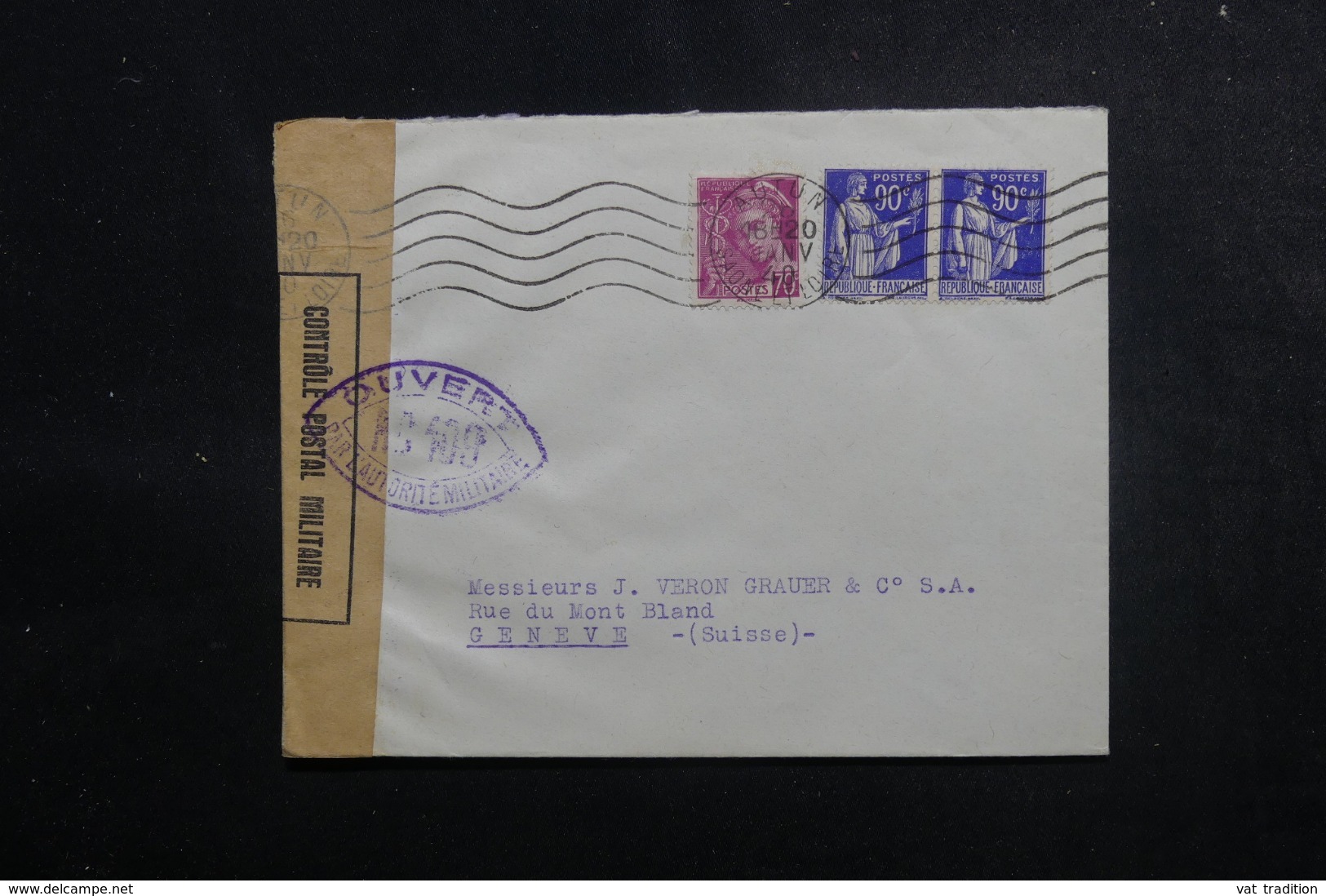 FRANCE - Enveloppe De Autun Pour La Suisse En 1940 Avec Contrôle Postal - L 47902 - 1921-1960: Moderne