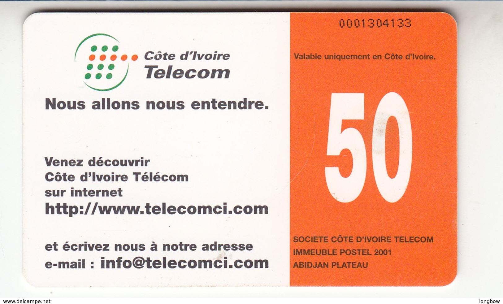 IVORY COST-N.26 Telecom Sur Internet - Costa D'Avorio