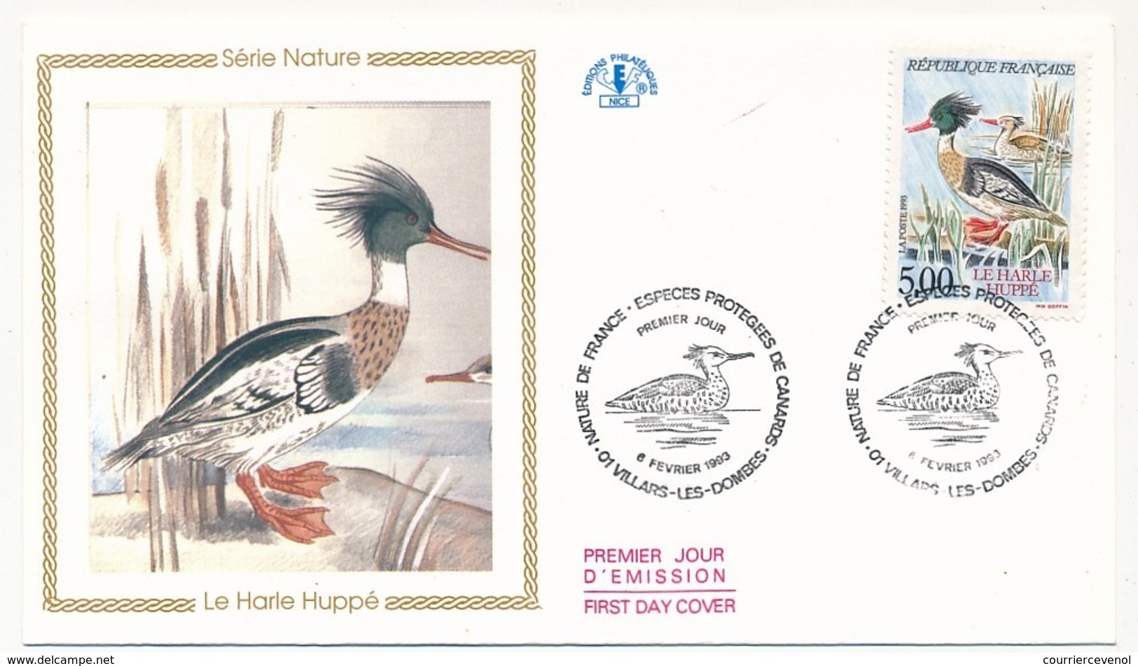 FRANCE - 4 Enveloppes FDC - Nature De France - Espèces Protégées De Canards - 01 Villars-les-dombes 6 Fev 1993 - 1990-1999