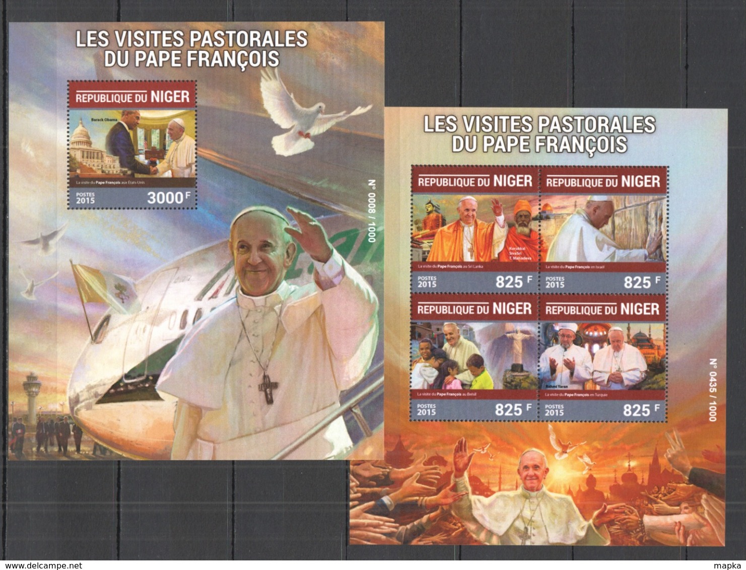 AA977 2015 NIGER FAMOUS PEOPLE  POPE FRANCIS VISITS  KB+BL MNH - Päpste