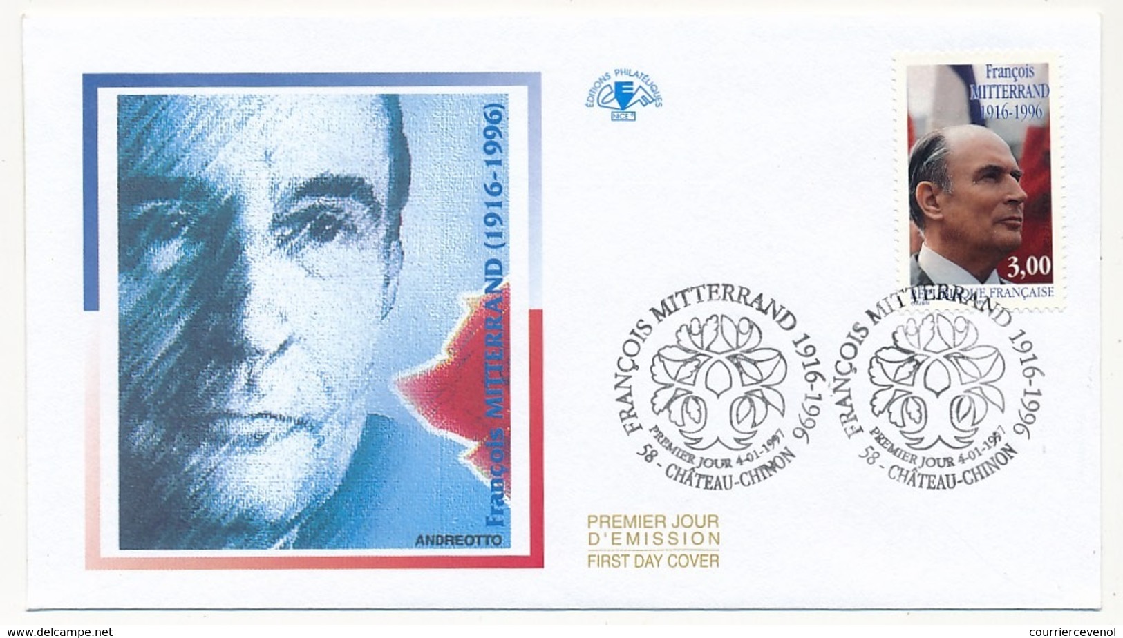 FRANCE - 1 Enveloppe FDC - François Mitterrand - Chateau Chinon - 4 Janvier1997 - 1990-1999