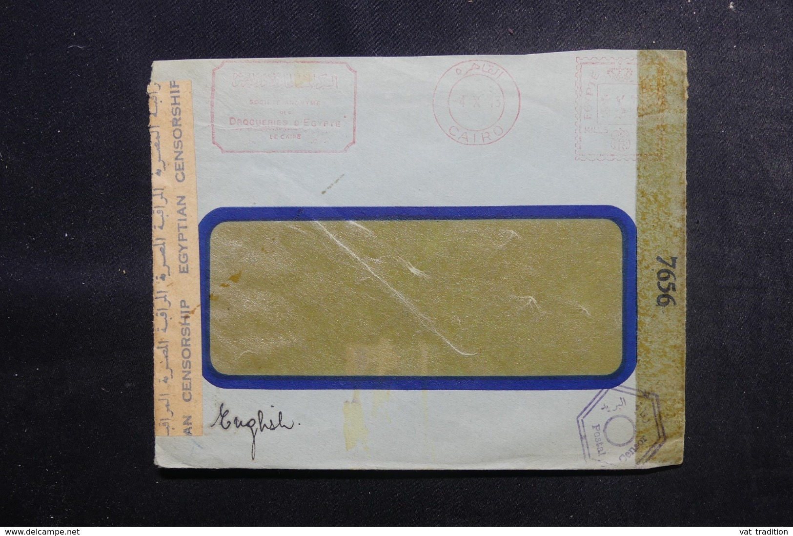 EGYPTE - Enveloppe Commerciale Du Caire  En 1943 Avec Contrôles Postaux - L 47918 - Lettres & Documents