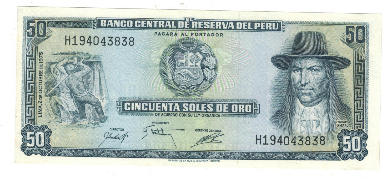 Peru 50 Soles De Oro, 1975 , UNC. - Pérou