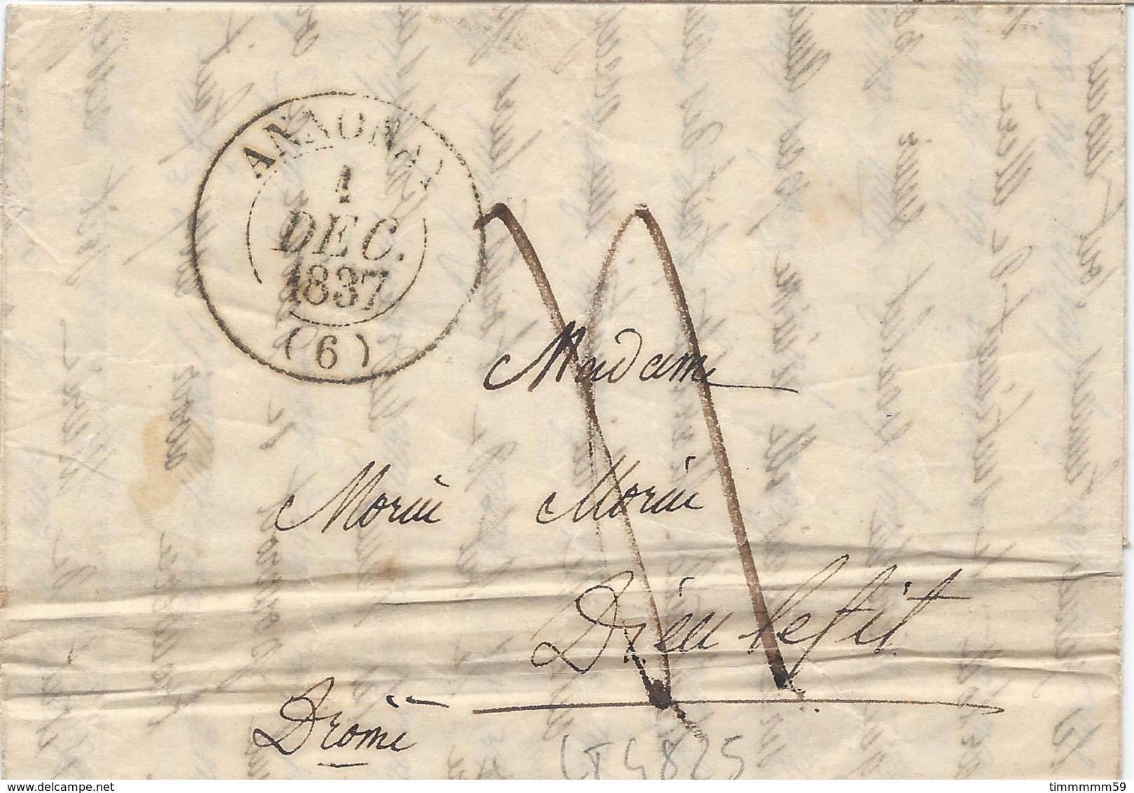 LT4825  Lettre Avec Courrier, Taxé De Annonay, Ardèche (6) Pour Dieu Lefit Du 1 Dec 1837 - 1801-1848: Précurseurs XIX