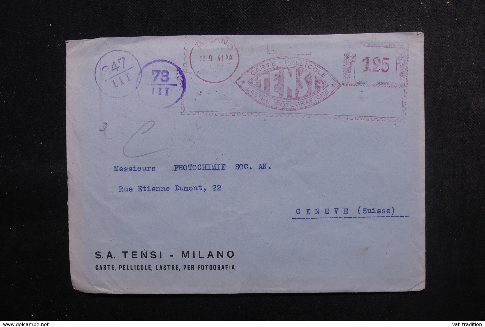 ITALIE - Enveloppe Commerciale De Milano Pour La Suisse En 1941 Avec Contrôle Postal - L 47926 - Marcophilie