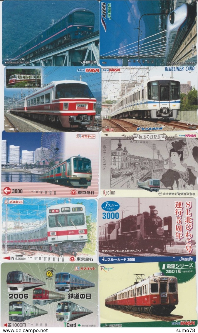 LOT De 50 Cartes Prépaid Différentes - TRAIN - LOCOMOTIVE - METRO - TRAMWAY - CHEMIN De FER - Carte Prépayée Japon - - Treinen