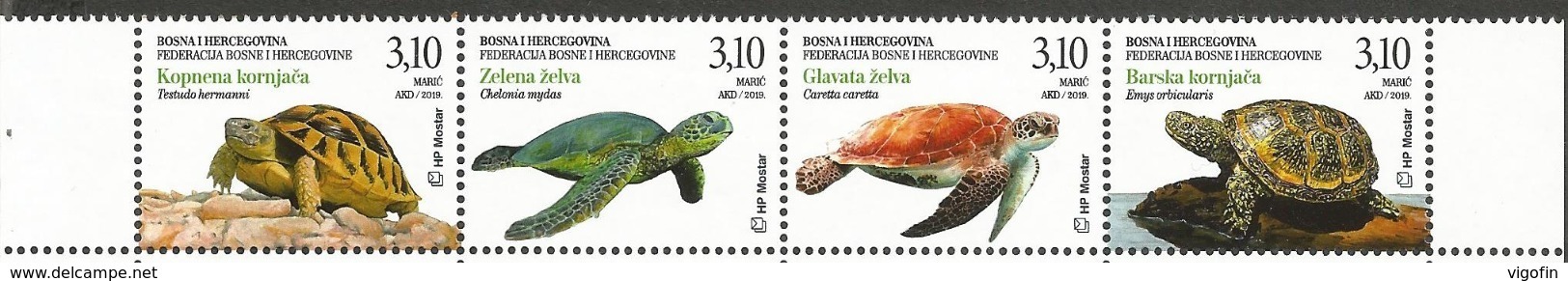 BHHB 2019-17 FAUNA TURTLES, BOSNA AND HERCEGOVINA HERCEGBOSNA CROAT, 4v, MNH - Schildpadden