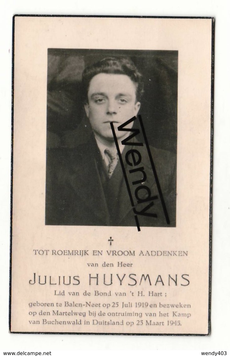 Julius Huysmans   °Balen-Neet 1919   +Kamp Van Buchenwald Duitsland 1945 - Andachtsbilder