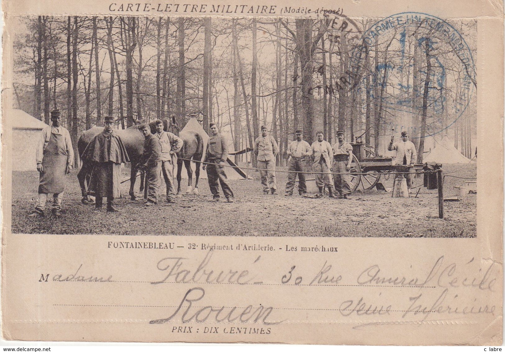 FRANCE : CARTE LETTRE FM . ( INCOMPLETE ) . DU " 32 Eme RA DE FONTAINEBLEAU " . 1914 . - WW I