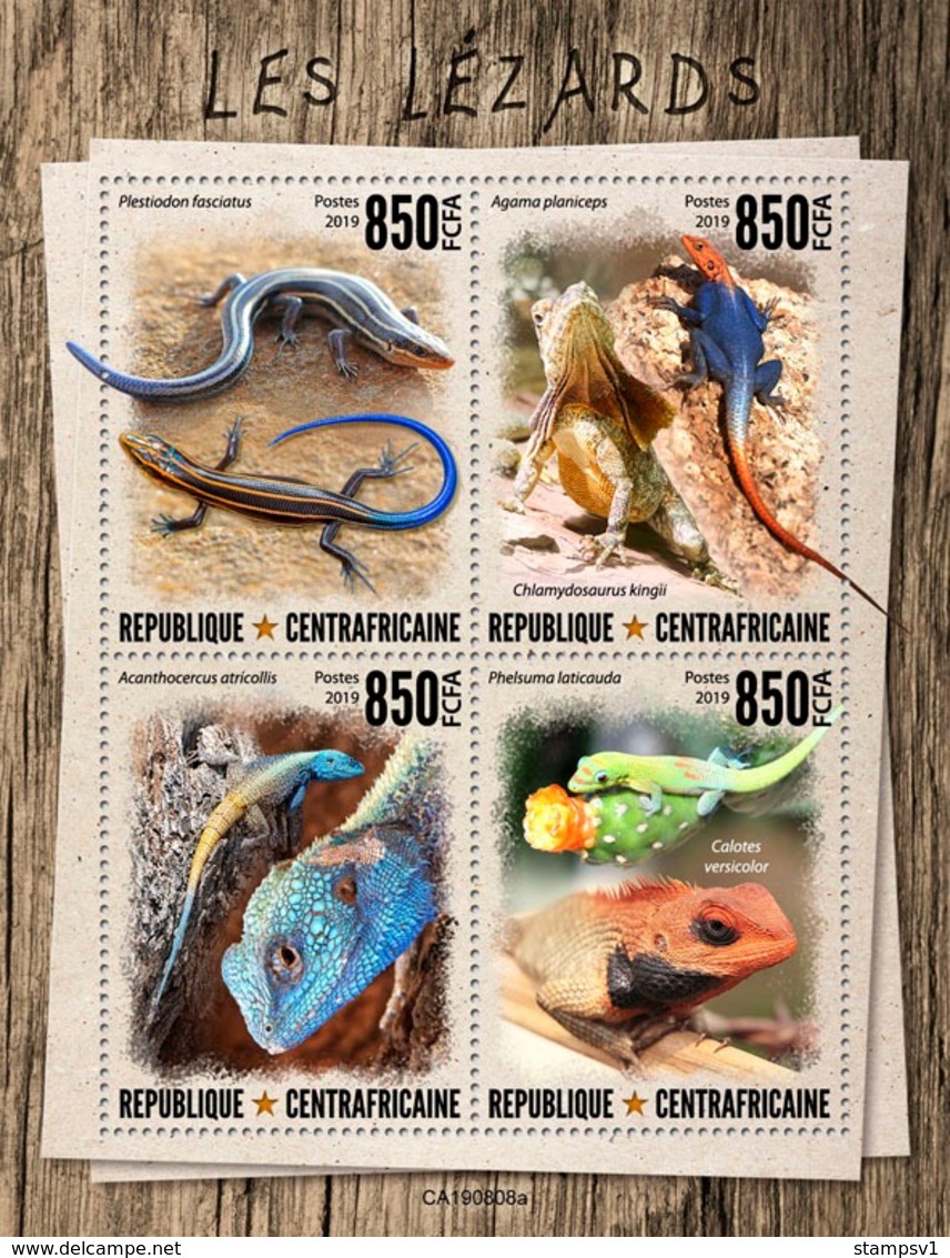 Central Africa. 2019 Lizards. (0808a)  OFFICIAL ISSUE - Andere & Zonder Classificatie