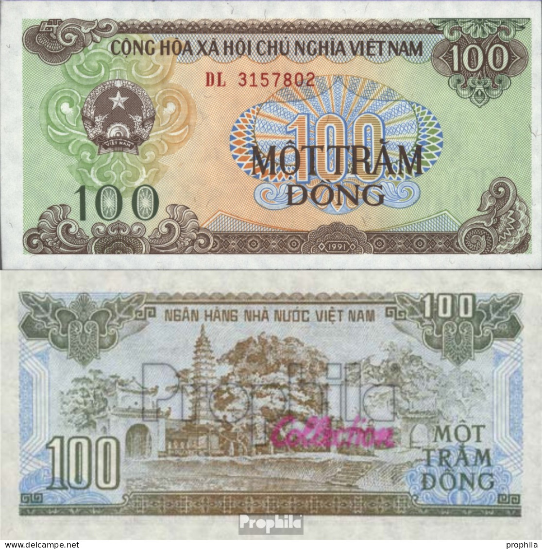 Vietnam Pick-Nr: 105a Bankfrisch 1991 100 Dong - Vietnam