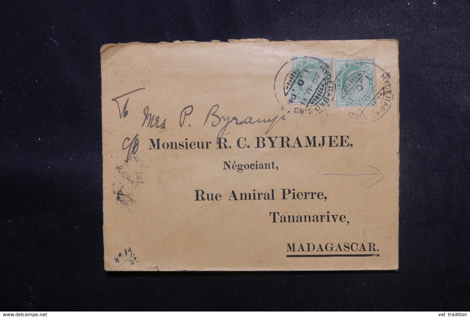 INDE - Enveloppe De Hydheabad Pour Madagascar En 1911, Affranchissement Recto Et Verso Plaisant - L 47969 - 1902-11  Edward VII