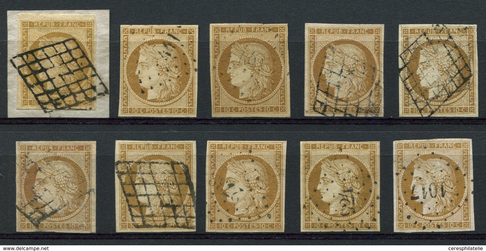 EMISSION DE 1849 - 1    10c. Bistre-jaune, 10 Ex. Obl., En Général TB - 1849-1850 Ceres