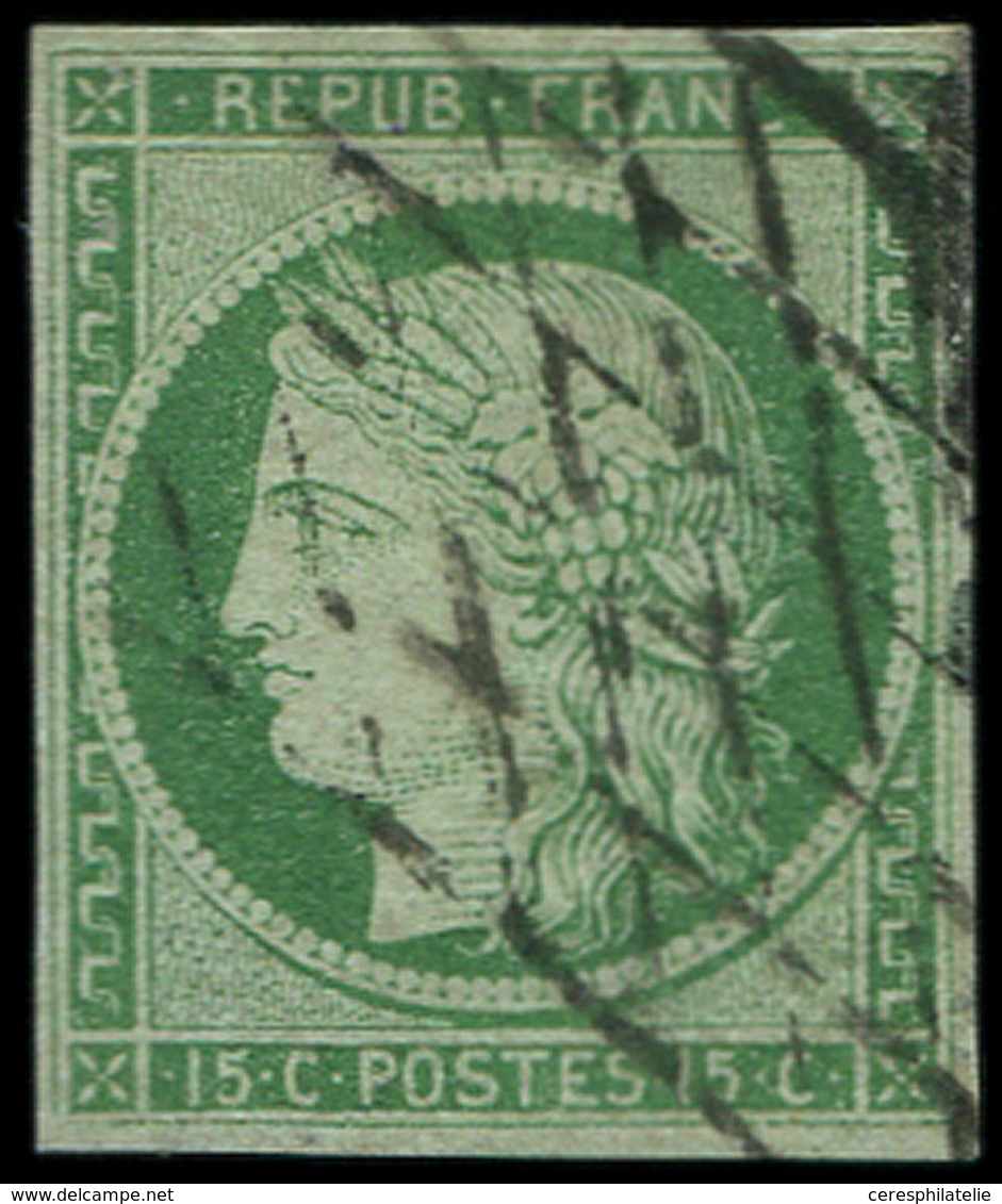 EMISSION DE 1849 - 2    15c. Vert, Obl. GRILLE SANS FIN, TB. C Et Br - 1849-1850 Ceres