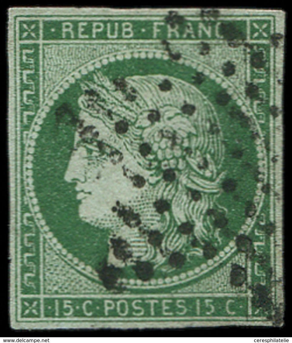 EMISSION DE 1849 - 2b   15c. Vert FONCE, Obl. ETOILE, TB. Br - 1849-1850 Cérès